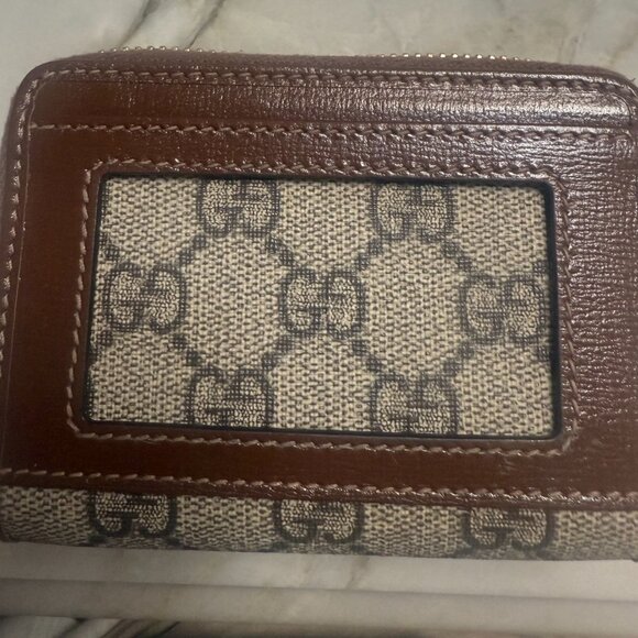 GUCCI GG Supreme Horsebit 1955 Card Case Wallet Beige Brown - Picture 2 of 3